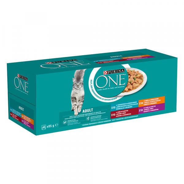 Pakiet mieszany PURINA ONE Adult, 40 x 85 g - Mieszany wybór