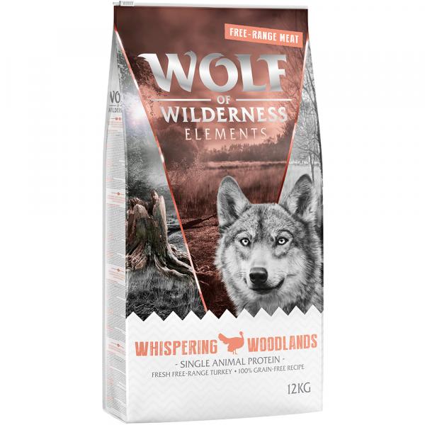 Dwupak Wolf of Wilderness „Elements”, 2 x 12 kg - Whispering Woodlands, indyk z wolnego wybiegu