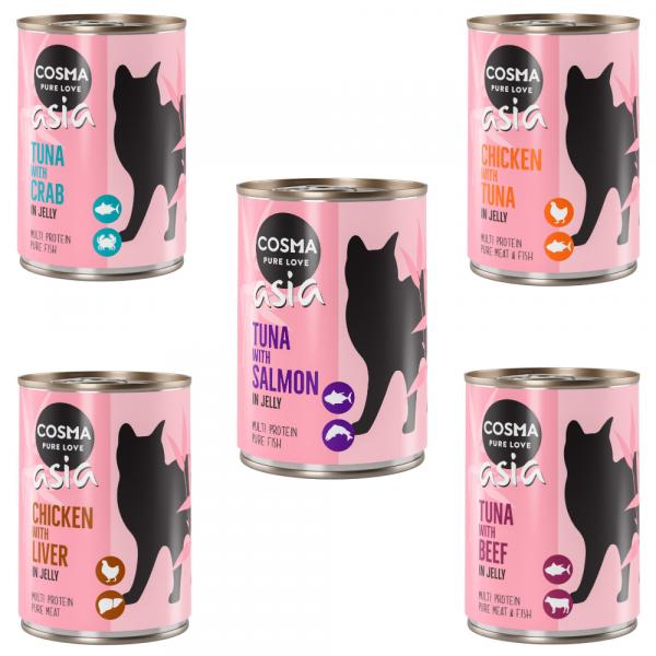 Mieszany pakiet próbny Cosma Asia w galarecie - 6 x 400 g, 5 smaków (I)
