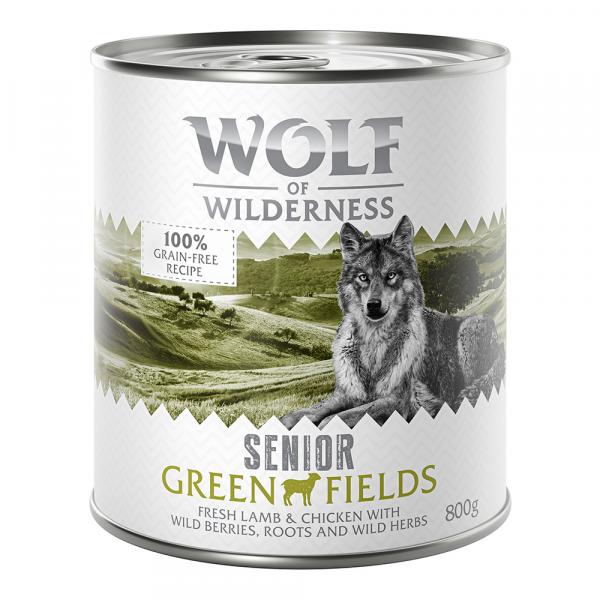 Wolf of Wilderness Senior, 6 x 800 g - Green Fields, jagnięcina i kurczak