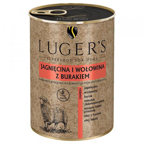 Luger's, karma mokra, 12 x 400 g - Jagnięcina i wołowina z burakiem