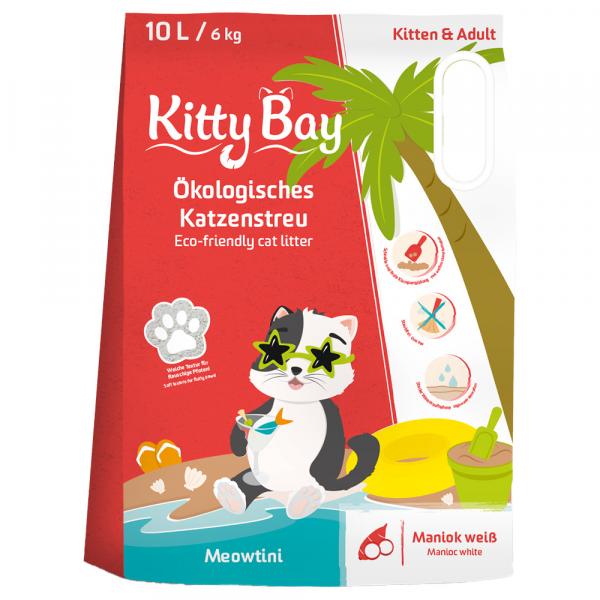 KittyBay ekologiczny żwirek dla kota Meowtini, biały maniok - 10 l (6 kg)