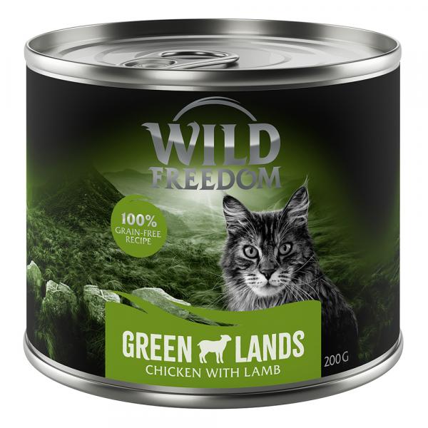 5 + 1 gratis! Wild Freedom, karma mokra, 6 x 200 g - Adult, Green Lands – Jagnięcina i kurczak