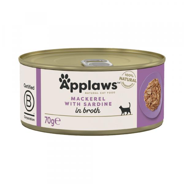 Applaws w bulionie, 12 x 70 g - Makrela z sardynkami