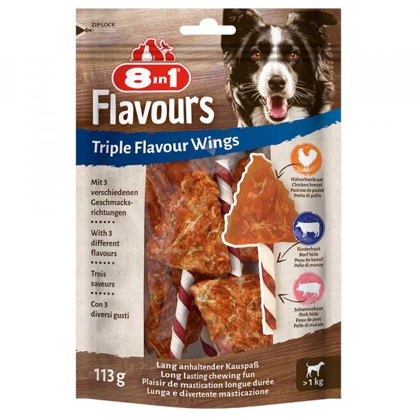 3 + 1 gratis! Przysmaki 8in1 Triple Flavour, różne rodzaje - Wings, pałeczki do żucia, 4 x 6 sztuk
