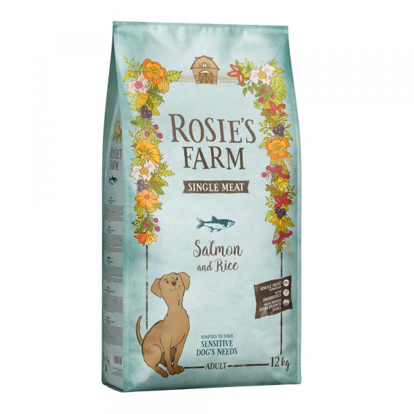 Rosie's Farm Single Meat Adult, łosoś z ryżem - 12 kg