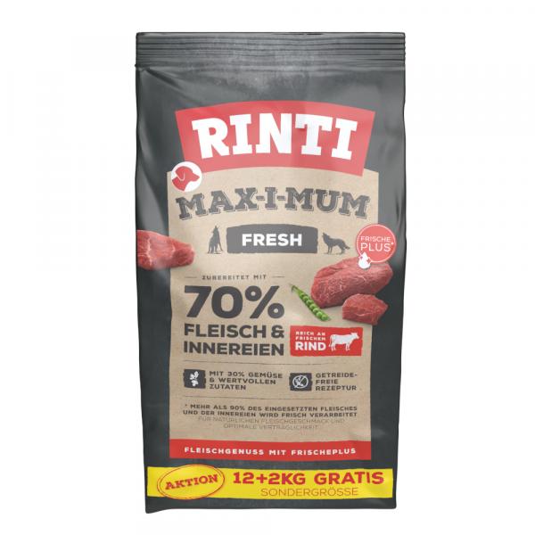 12 + 2 kg gratis! Rinti Max-i-mum, sucha karma dla psa, 14 kg - Wołowina