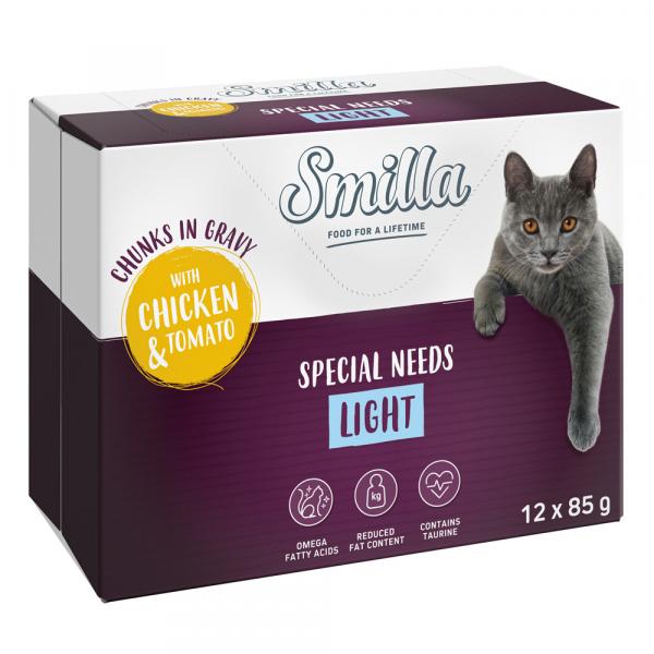 Smilla Adult Light w saszetkach, kawałeczki w sosie z warzywami - Kurczak z pomidorami, 12 x 85 g