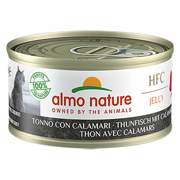 Megapakiet Almo Nature HFC Natural, 24 x 70 g - Tuńczyk i kalmary w galarecie