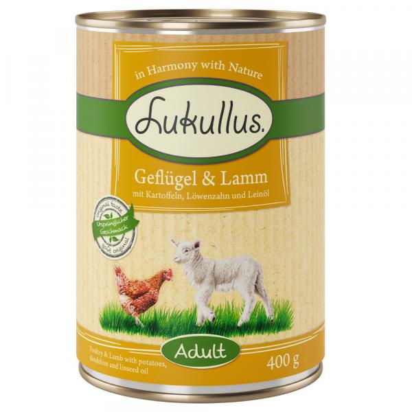 Lukullus Natural, 1 x 400 g - Drób i jagnięcina (bez zbóż)