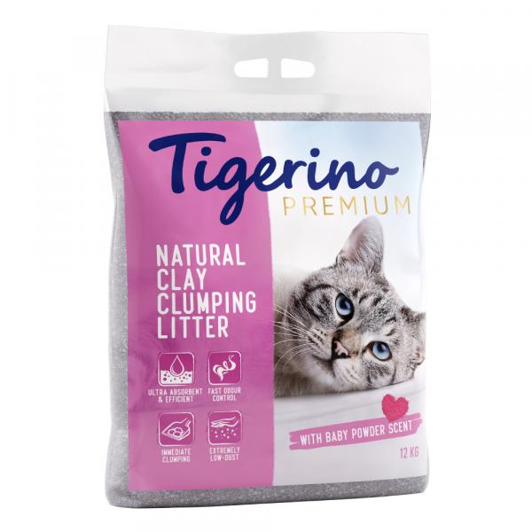 Tigerino Premium, żwirek dla kota - zapach pudru dla dzieci - 12 kg (ok. 12 l)
