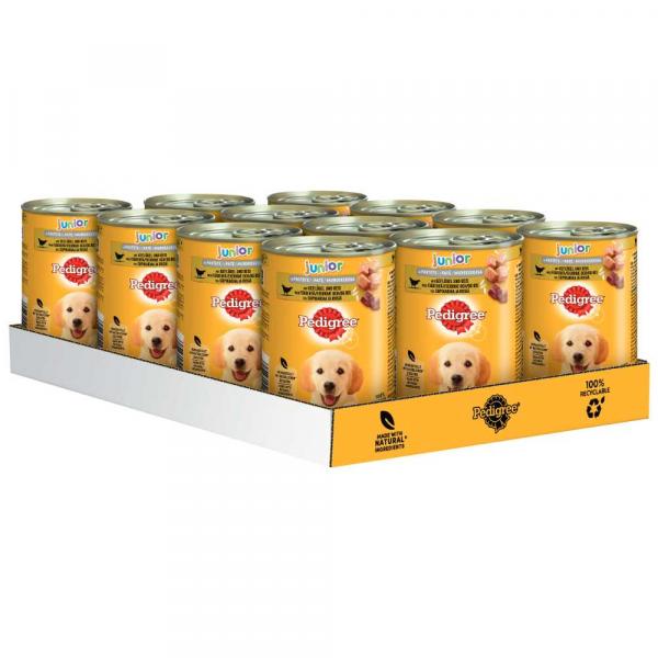 Megapakiet Pedigree Classic, 24 x 400 g - Junior: drób i ryż