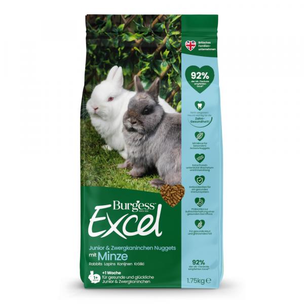 Burgess Excel Junior & Dwarf Rabbit Nuggets z miętą - 1,75 kg