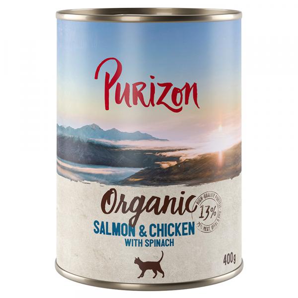 Purizon Organic, 6 x 400 g - Biołosoś i biokurczak z bioszpinakiem