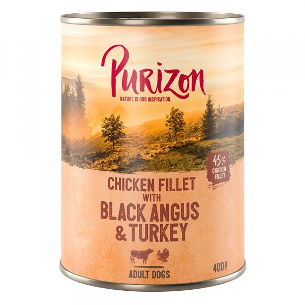 Purizon Adult, 12 x 400 g - Wołowina Black-Angus i indyk z batatami i żurawiną