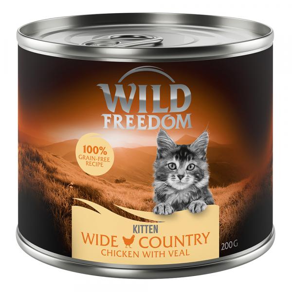 5 + 1 gratis! Wild Freedom, karma mokra, 6 x 200 g - Kitten, Wide Country – Cielęcina i kurczak