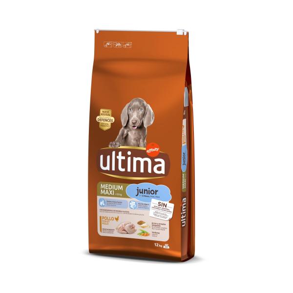 20% taniej! Ultima, karma sucha dla psa, różne rodzaje - Medium / Maxi Junior, kurczak, 2 x 12 kg