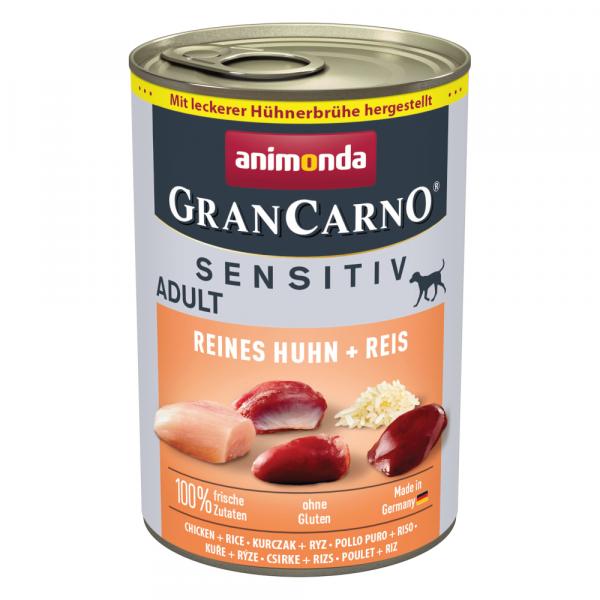 Animonda GranCarno Adult Sensitive, 6 x 400 g - Kurczak i ryż