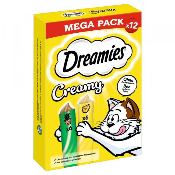 Dreamies Creamy Snacks - Kocimiętka i ser (12 x 10 g)