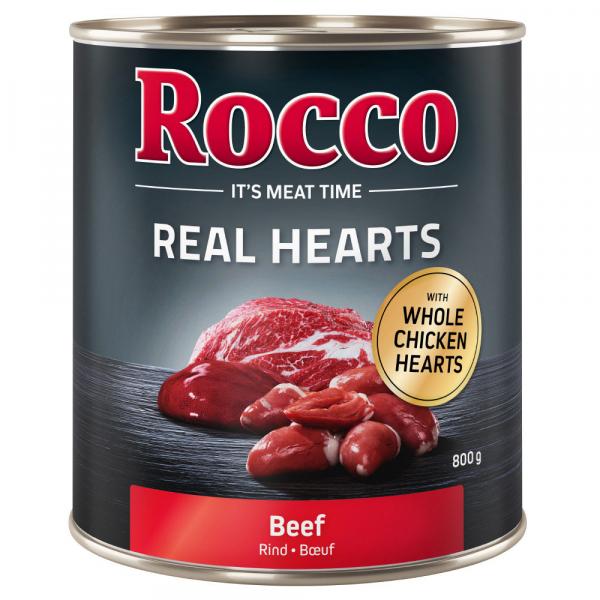 Megapakiet Rocco Real Hearts, 24 x 800 g - Wołowina z całymi sercami kurczaka