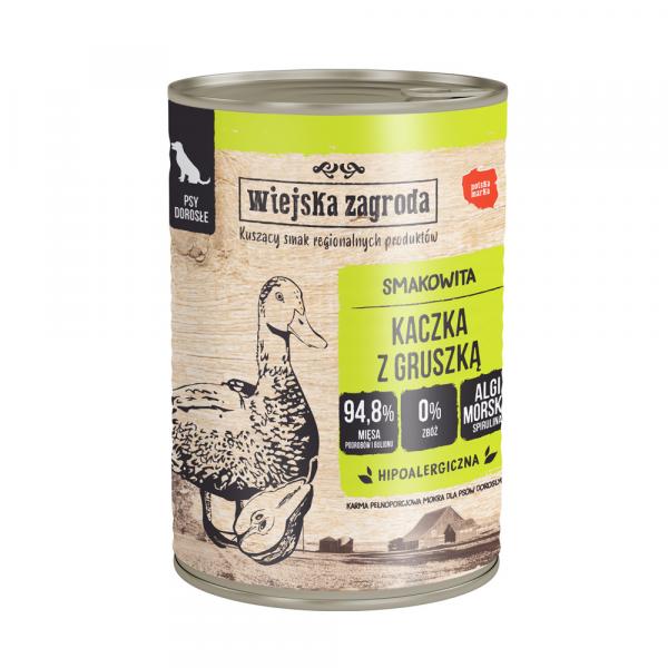 Wiejska Zagroda, mokra karma dla psa, 12 x 400 g - Kaczka z gruszką