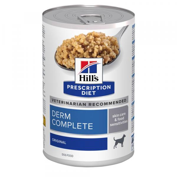 24 + 12 gratis! Hill's Prescription Diet, karma mokra, 36 x 350 g / 360 g / 370 g - Derm Complete, 36 x 370 g