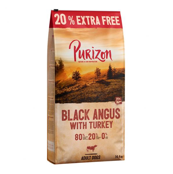 Purizon Adult, wołowina Black-Angus i indyk, bez zbóż - 14,4 kg (12 kg + 20% gratis)