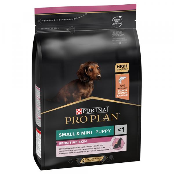 PURINA PRO PLAN Small & Mini Puppy Sensitive Skin, łosoś i ryż - 2 x 3 kg