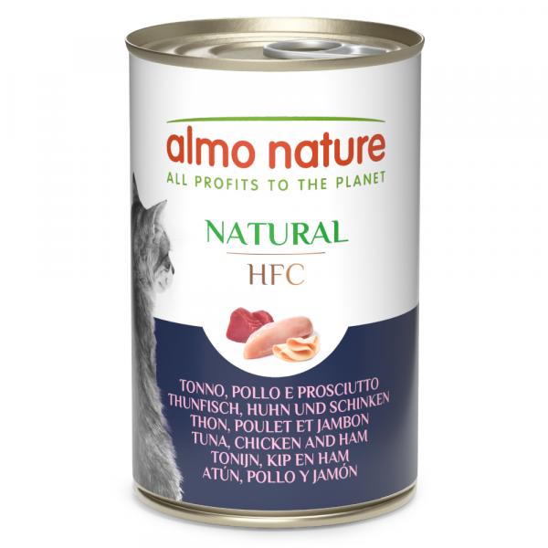 Korzystny pakiet Almo Nature HFC, 12 x 140 g - Tuńczyk z szynką i kurczakiem