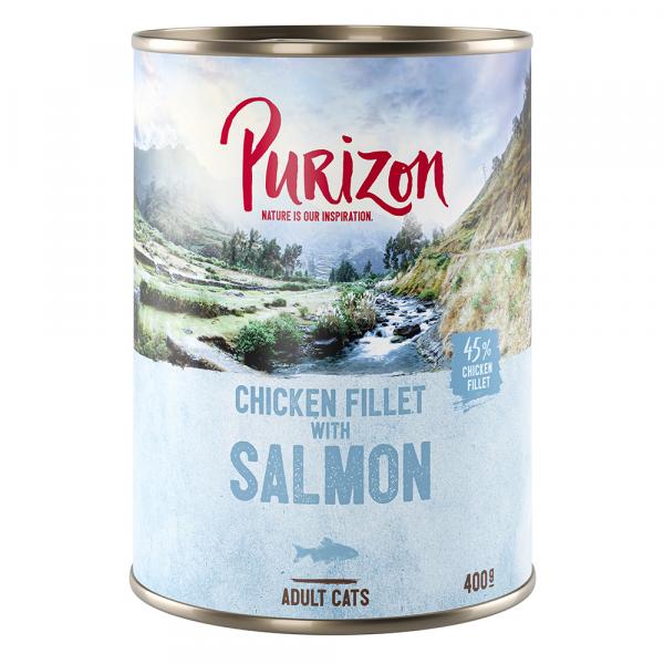 Purizon Adult, 6 x 400 g, bez zbóż - Filet z kurczaka z łososiem