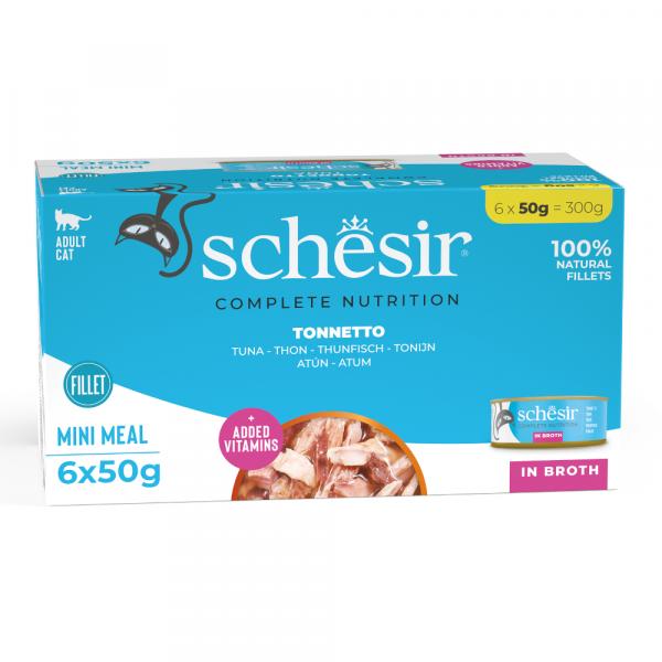 Schesir Complete Nutrition, filet w bulionie, 6 x 50 g - Tuńczyk