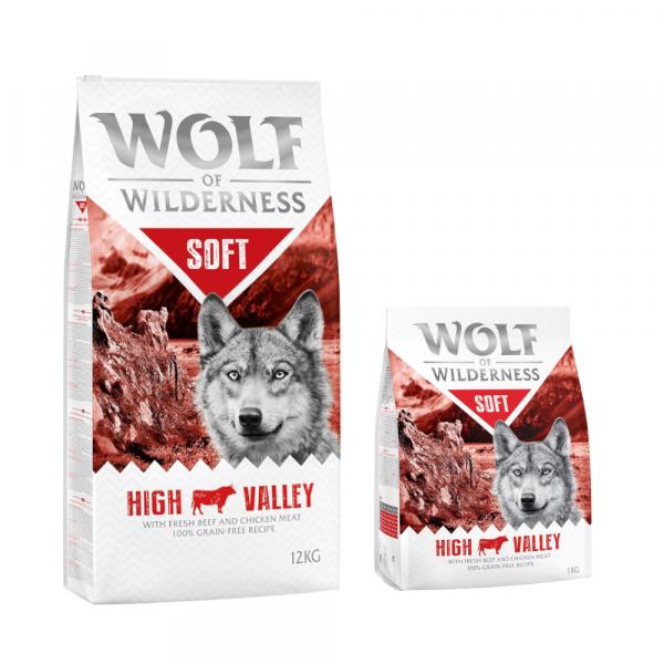 12 + 2 kg gratis! Wolf of Wilderness, karma sucha, 14 kg - „Soft - High Valley”, wołowina