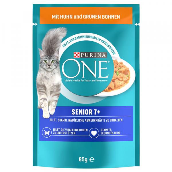 20 + 6 gratis! Purina One, mokra karma dla kota, 26 x 85 g - Senior 7+, kurczak z zieloną fasolką