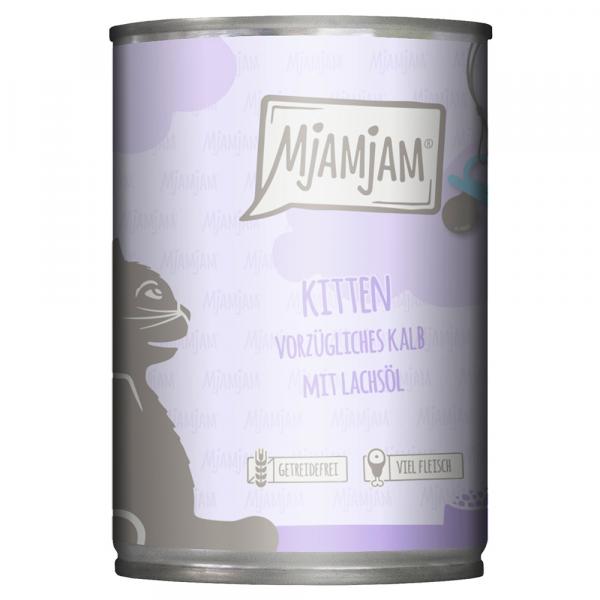 MjAMjAM Kitten, 6 x 400 g - Wykwintna cielęcina z olejem z łososia