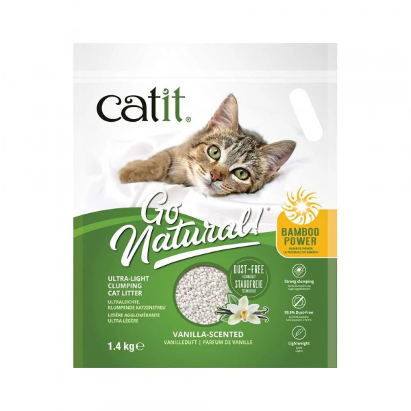 Catit Go Natural! żwirek bambusowy o zapachu wanilii - 3 x 1,4 kg
