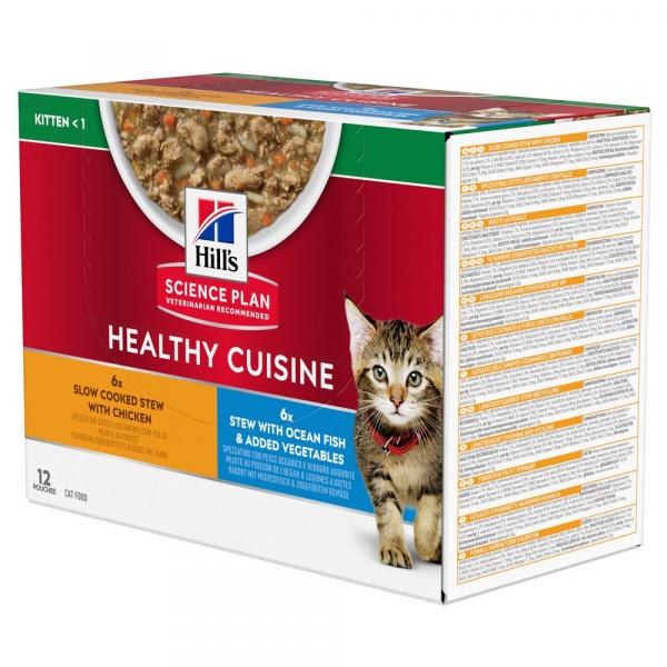 Hill's Science Plan Kitten Healthy Cuisine, kurczak & ryba oceaniczna - 12 x 80 g