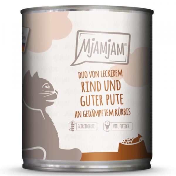 MjAMjAM Duo 6 x 800 g - Pyszna wołowina i smaczny indyk z dynią gotowaną na parze