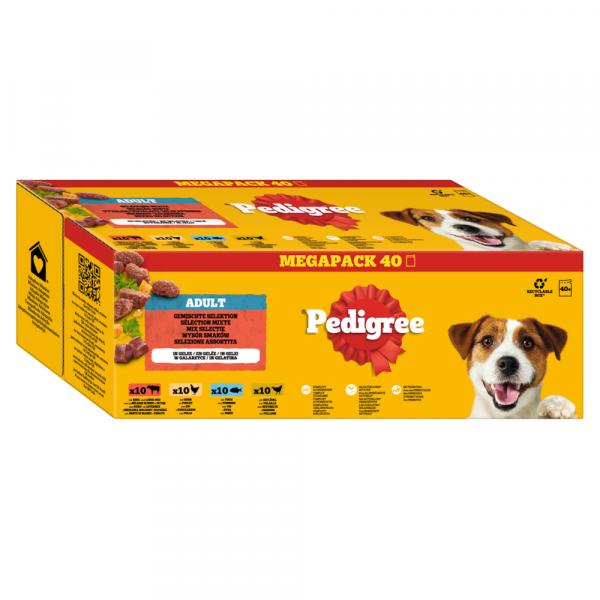 Pedigree w saszetkach, 40 x 100 g - Wybór mieszany w galarecie (4 smaki)