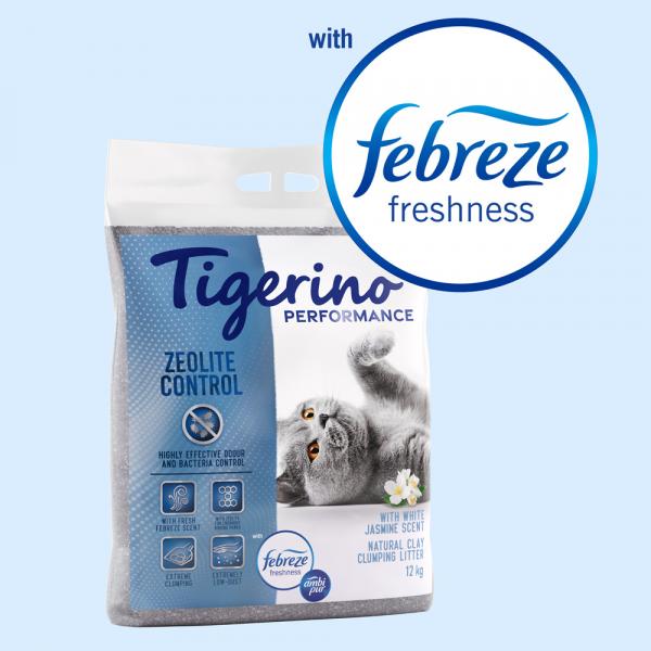 Tigerino Performance Zeolite Control żwirek dla kota - Ambi Pur zapach kwiatów jaśminu - 2 x 12 kg