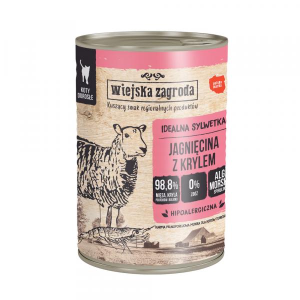 Wiejska Zagroda, mokra karma dla kota, 12 x 400 g - Jagnięcina z krylem