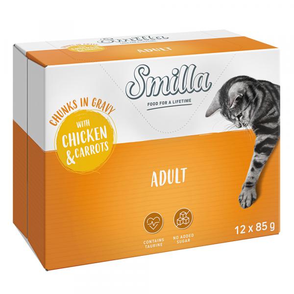 Smilla Adult, kawałeczki w sosie z warzywami, 12 x 85 g - Z kurczakiem i marchewką