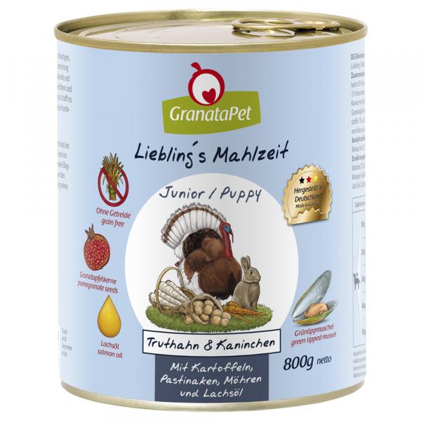 GranataPet Liebling's Mahlzeit, 6 x 800 g - Junior/Puppy, indyk i królik z ziemniakami