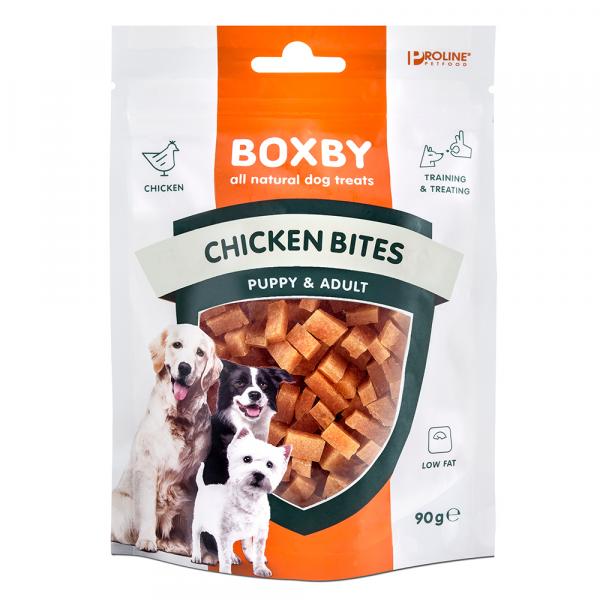 20% taniej! Boxby, przysmaki dla psów, różne rodzaje - Chicken Bites Kurczak i ryba, 90 g