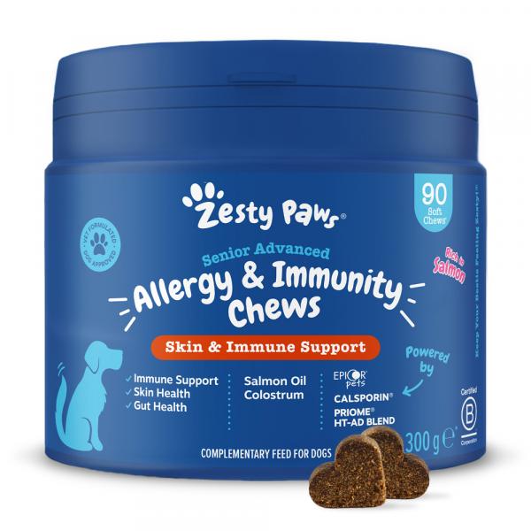 Zesty Paws Senior Allergy & Immunity, z łososiem - 2 x 90 tabletek do żucia