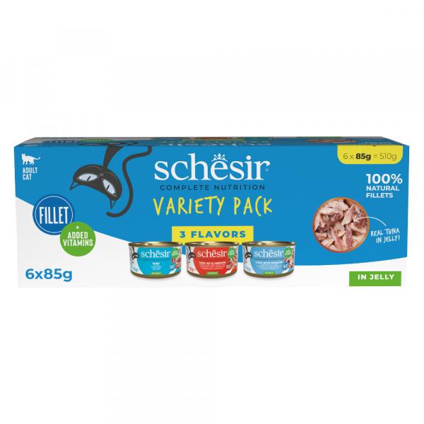 Schesir Complete Nutrition, filet w galarecie, 6 x 85 g - Pakiet mieszany (3 smaki)