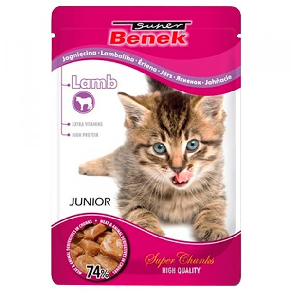 Super Benek Super Chunks Kitten, 24 x 100 g - Jagnięcina w sosie