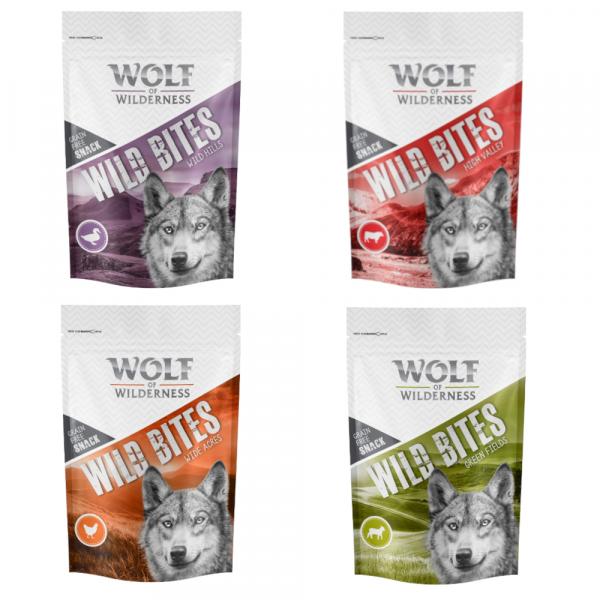 Pakiet mieszany Wolf of Wilderness Snack – Wild Bites - Pakiet: Kurczak, kaczka, jagnięcina, wołowina, 720 g