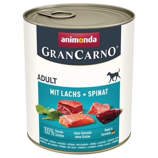 Megapakiet animonda GranCarno Original Adult, 24 x 800 g - Łosoś ze szpinakiem