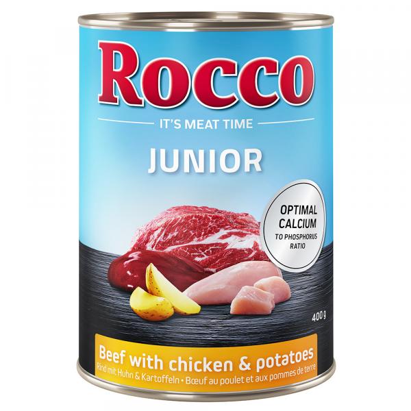 Megapakiet Rocco Junior, 24 x 400 g - Wołowina i kurczak z ziemniakami