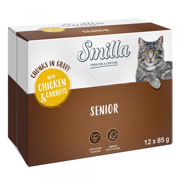 Smilla Senior kawałki w sosie z warzywami, saszetki - Kurczak i marchewka, 12 x 85 g
